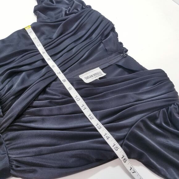 Vintage Susan Roselli for Vijack Black Satin Rhinestones Party Cocktail Dress - Picture 7 of 15